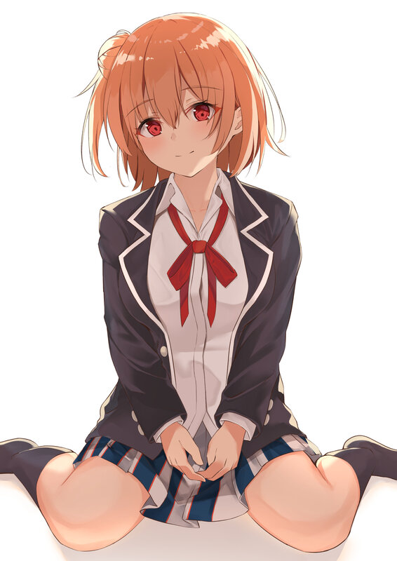 Anime Girl in School Uniform — Orange, Calm, Digital Art