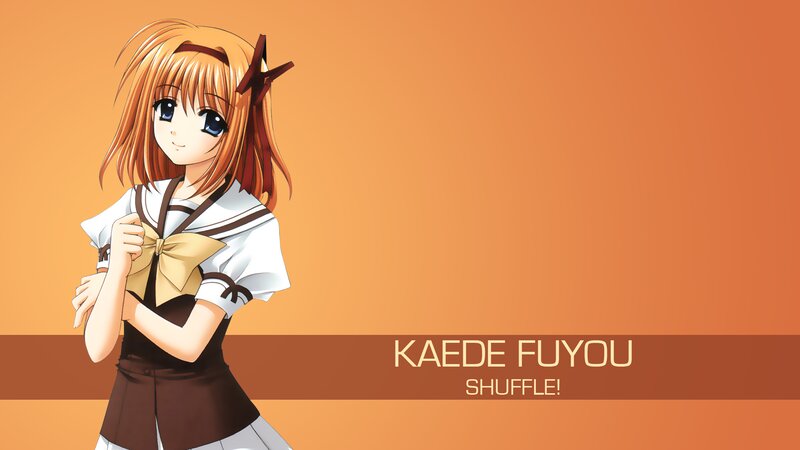 Anime Girl in School Uniform — Orange, Calm, School Uniform, Bow Tie