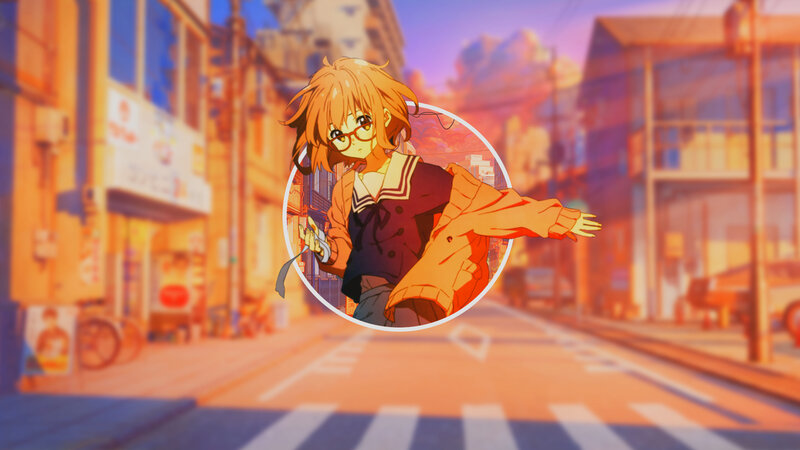 Anime Girl in School Uniform — Orange, Calm, Sunset, Glasses
