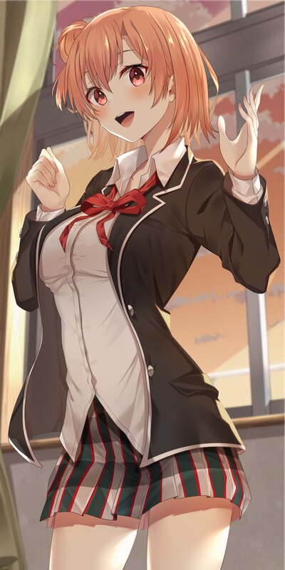 Anime Girl in School Uniform — Orange, Cheerful, Afternoon