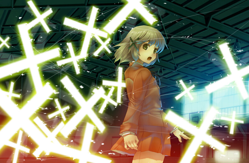 Anime Girl in School Uniform — Orange, Dramatic, Digital Art