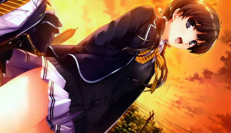 Anime Girl in School Uniform — Orange, Dramatic