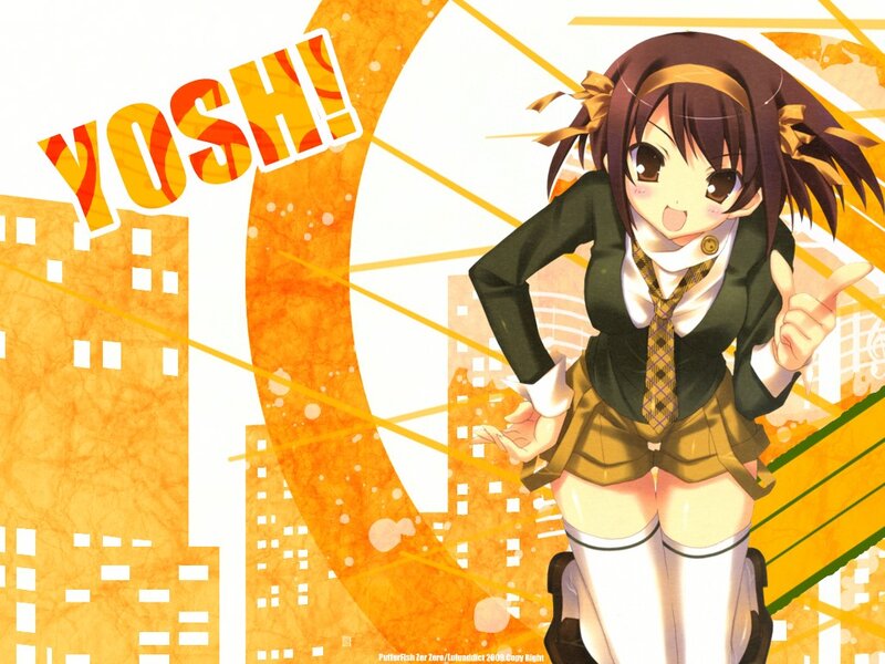 Anime Girl in School Uniform — Orange, Energetic