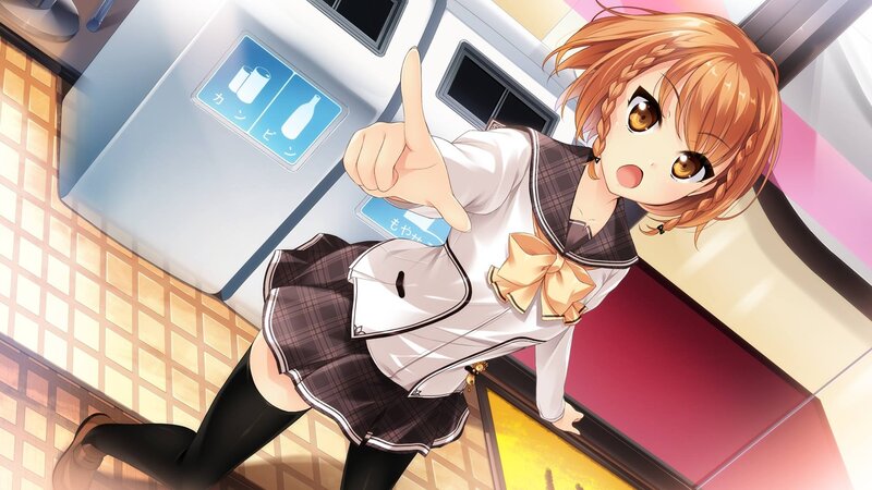Anime Girl in School Uniform — Orange, Playful, Afternoon