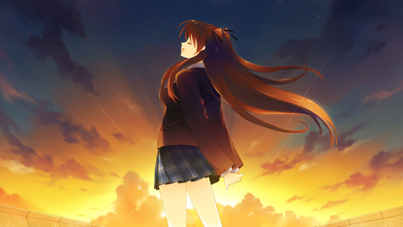 Anime Girl in School Uniform — Orange, Serene