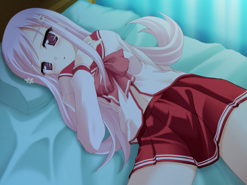 Anime Girl in School Uniform — Pink, Calm, Bed, School Uniform
