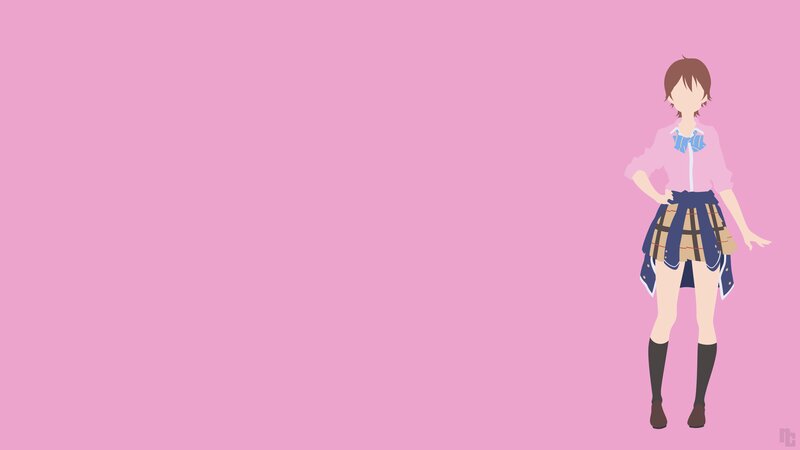 Anime Girl in School Uniform — Pink, Calm, Minimalist