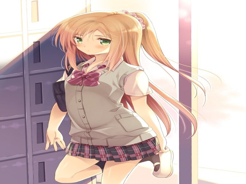 Anime Girl in School Uniform — Pink, Calm, Morning