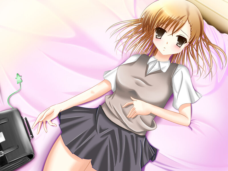 Anime Girl in School Uniform — Pink, Calm, School Bag