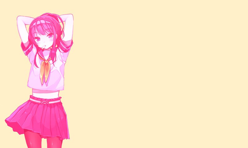 Anime Girl in School Uniform — Pink, Calm, School Uniform, Skirt