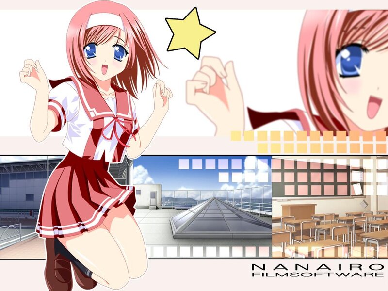 Anime Girl in School Uniform — Pink, Cheerful, Afternoon