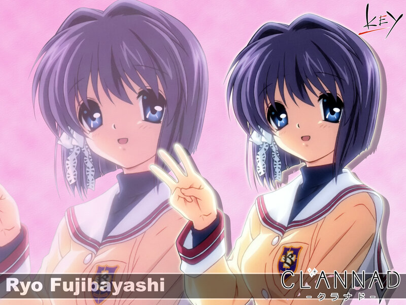 Anime Girl in School Uniform — Pink, Cheerful, School Uniform, Peace Sign