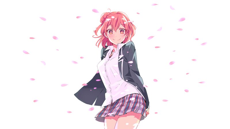 Anime Girl in School Uniform — Pink, Cheerful, Spring, Cherry Blossoms, School Uniform