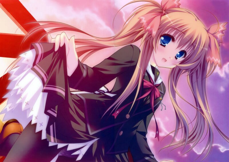 Anime Girl in School Uniform — Pink, Dramatic, School Uniform, Long Hair