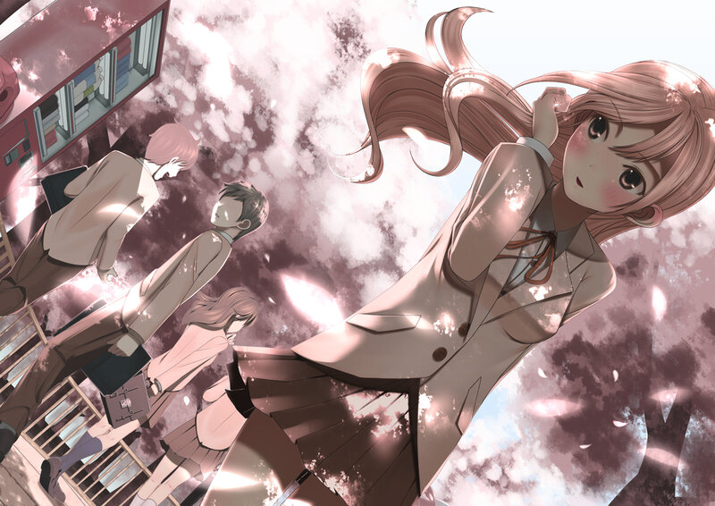 Anime Girl in School Uniform — Pink, Dramatic, Spring