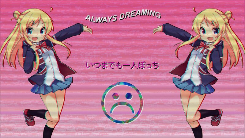 Anime Girl in School Uniform — Pink, Dreamy, Digital Art