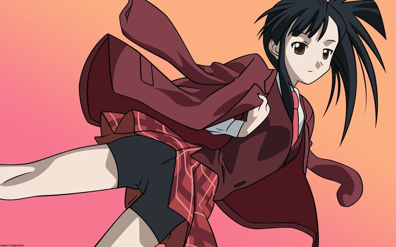 Anime Girl in School Uniform — Pink, Dynamic, Sunset
