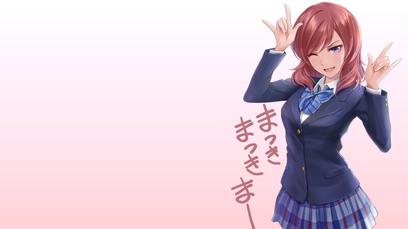Anime Girl in School Uniform — Pink, Playful, School Uniform, Hand Gestures