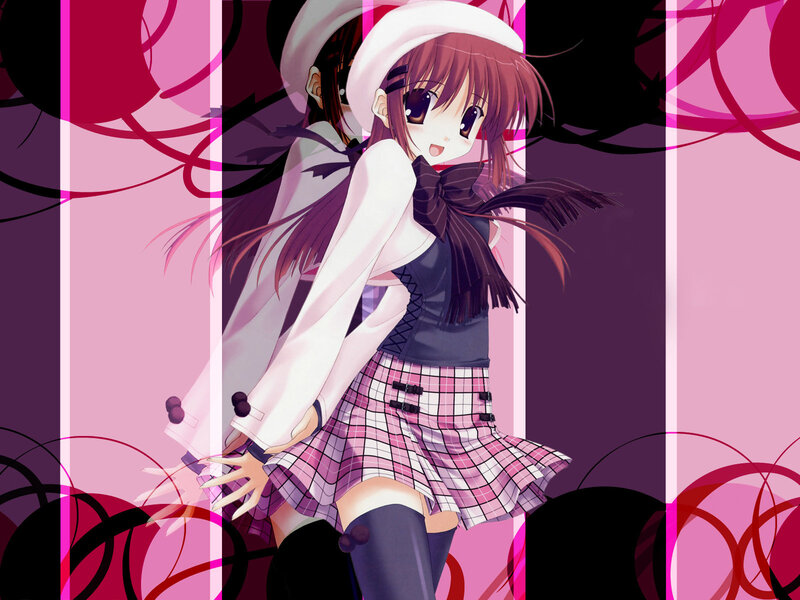Anime Girl in School Uniform — Pink, Playful, School Uniform, Hat