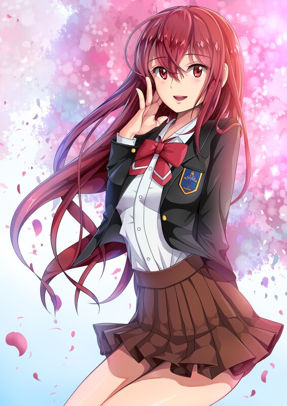 Anime Girl in School Uniform — Pink, Playful, Spring, School Uniform