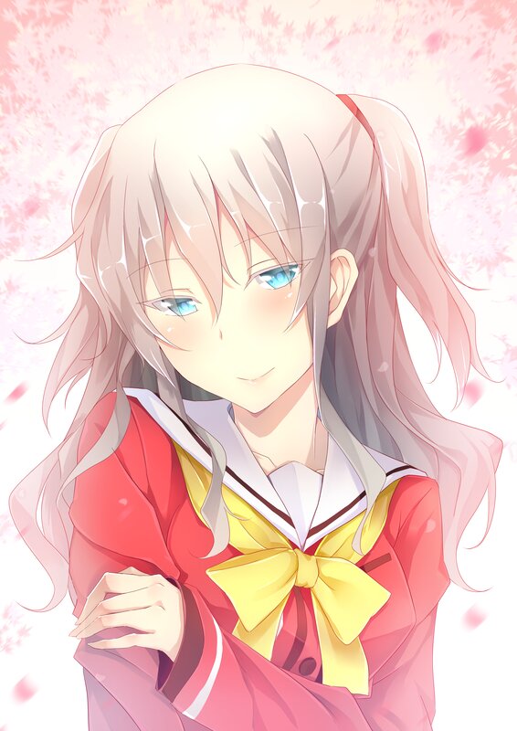 Anime Girl in School Uniform — Pink, Serene, Spring, School Uniform, Pigtails