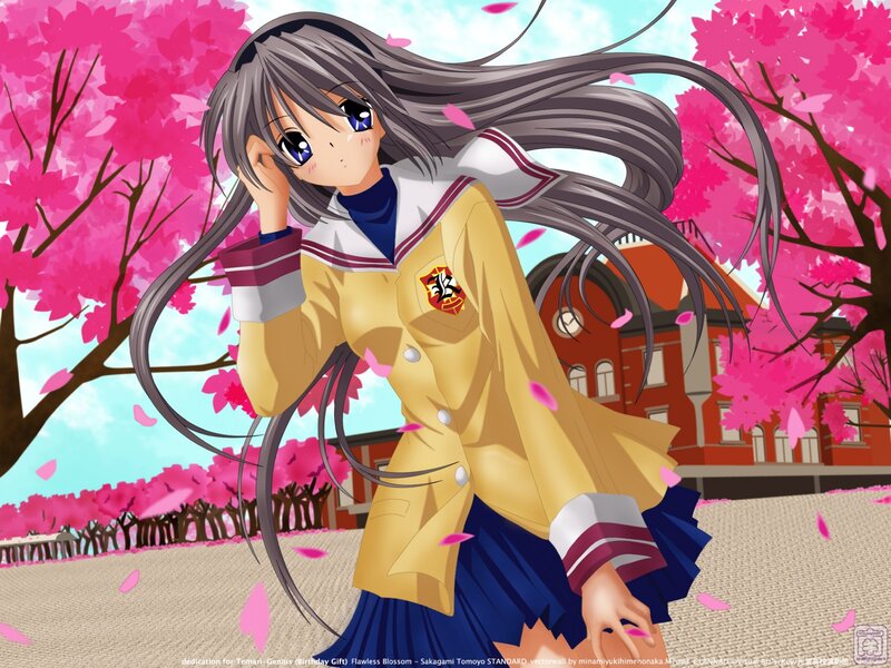 Anime Girl in School Uniform — Pink, Serene, Spring
