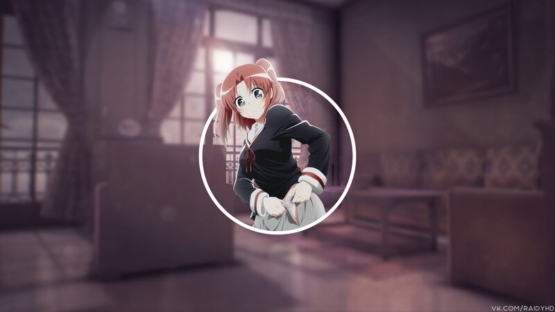Anime Girl in School Uniform — Purple, Calm, Afternoon, School Uniform, Window, Curtains