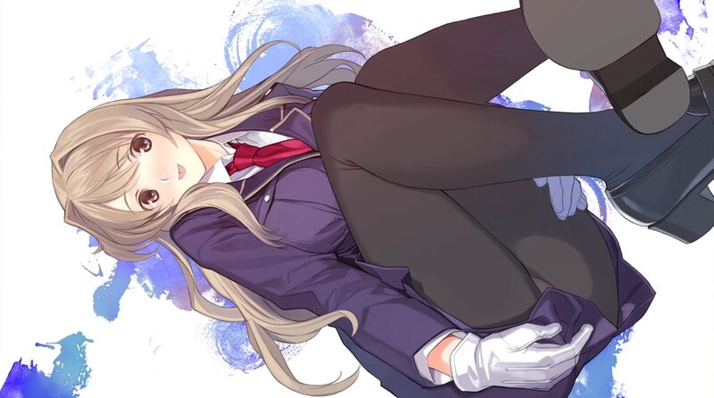 Anime Girl in School Uniform — Purple, Calm, Digital Art