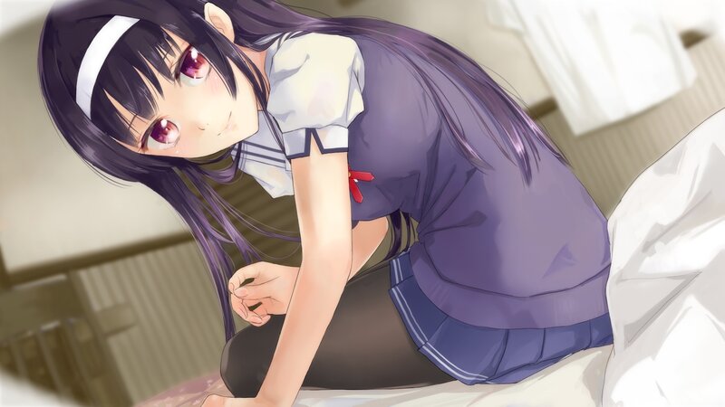 Anime Girl in School Uniform — Purple, Calm, Morning