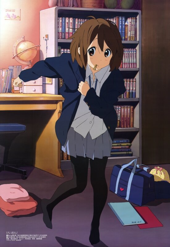 Anime Girl in School Uniform — Purple, Calm, Night, Bookshelf