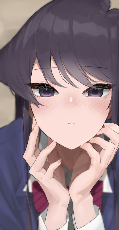 Anime Girl in School Uniform — Purple, Calm, School Uniform, Blush