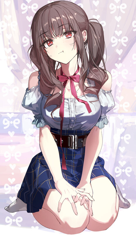 Anime Girl in School Uniform — Purple, Calm, School Uniform, Ponytail