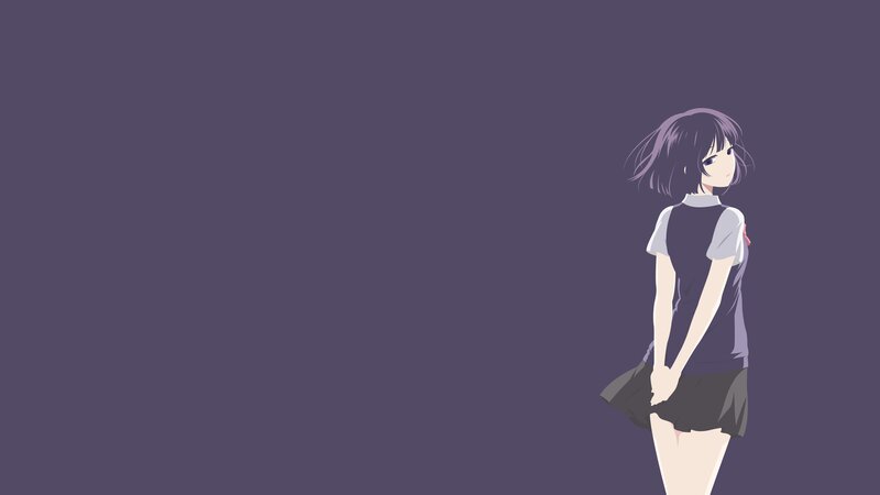 Anime Girl in School Uniform — Purple, Calm, School Uniform, Short Hair