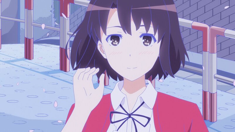 Anime Girl in School Uniform — Purple, Calm, Spring, School Uniform, Cherry Blossoms