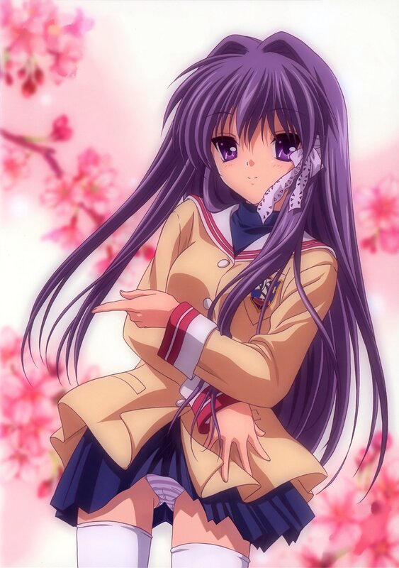 Anime Girl in School Uniform — Purple, Calm, Spring, School Uniform