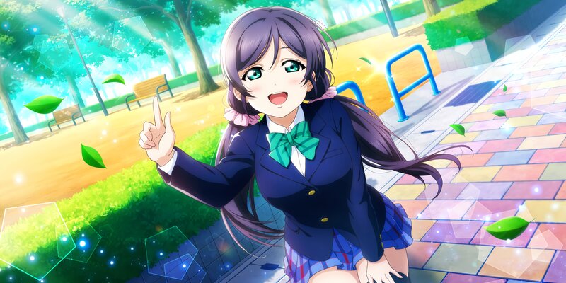 Anime Girl in School Uniform — Purple, Cheerful, Afternoon, School Uniform