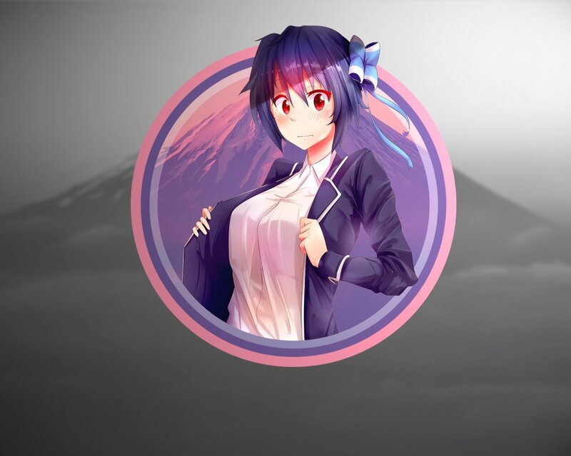 Anime Girl in School Uniform — Purple, Dramatic, Digital Art, School Uniform, Mountain