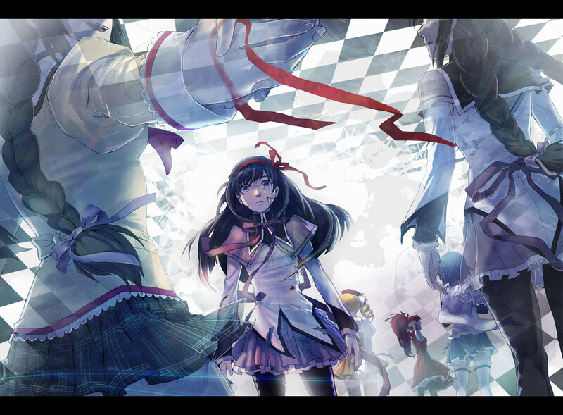 Anime Girl in School Uniform — Purple, Dramatic, Digital Art