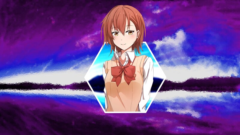 Anime Girl in School Uniform — Purple, Dramatic, Night, School Uniform, Bow Tie