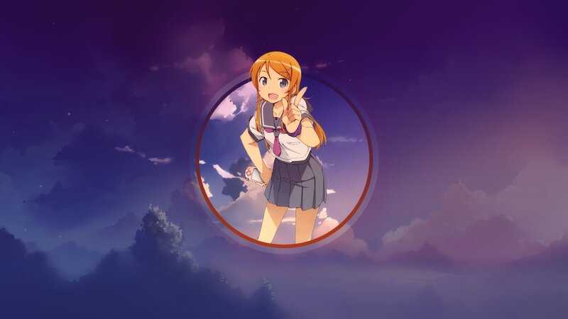 Anime Girl in School Uniform — Purple, Dramatic, Night, School Uniform, Clouds