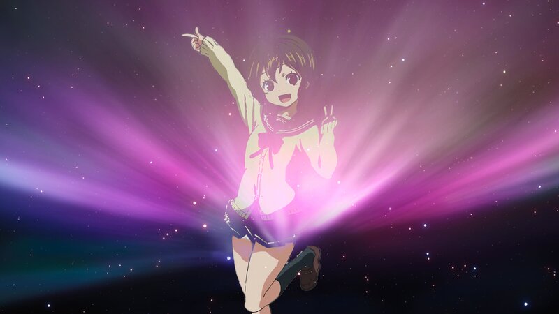 Anime Girl in School Uniform — Purple, Dramatic, Night, School Uniform, Stars