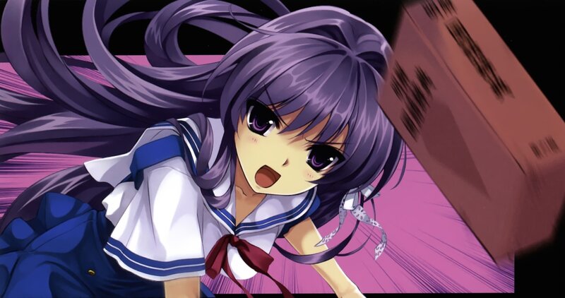 Anime Girl in School Uniform — Purple, Dramatic, School Uniform, Cardboard Box