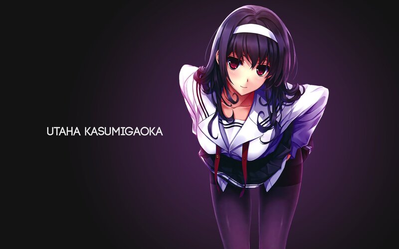 Anime Girl in School Uniform — Purple, Dramatic, School Uniform, Headband