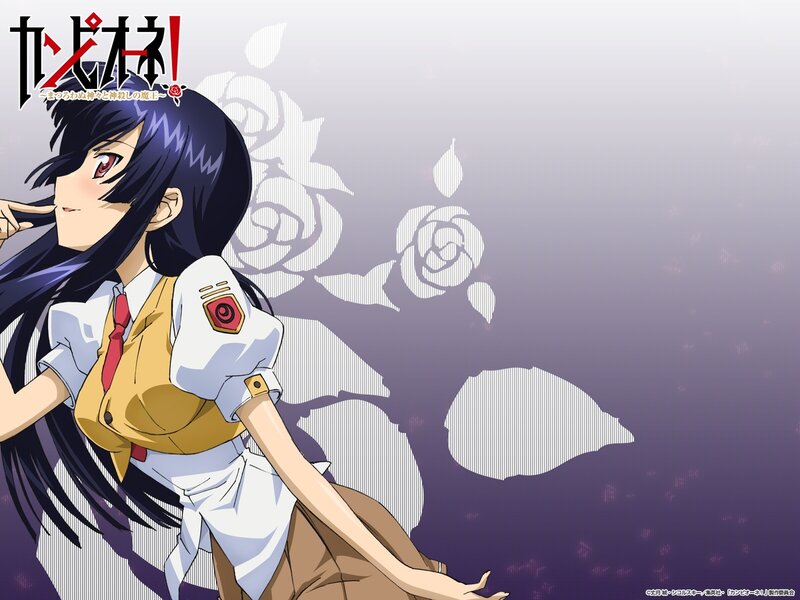 Anime Girl in School Uniform — Purple, Dramatic, School Uniform, Rose Pattern