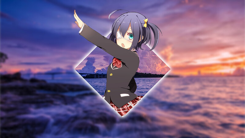 Anime Girl in School Uniform — Purple, Dramatic, Sunset, School Uniform, Sea