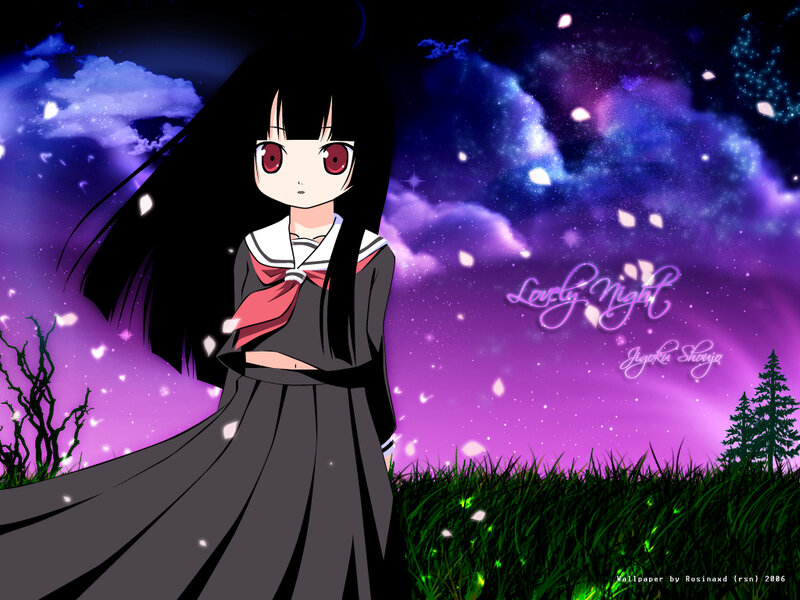 Anime Girl in School Uniform — Purple, Dreamy, Night