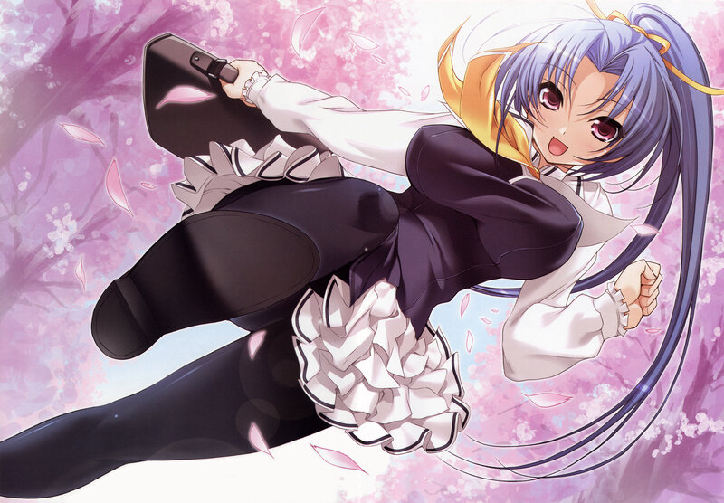 Anime Girl in School Uniform — Purple, Dynamic, Spring