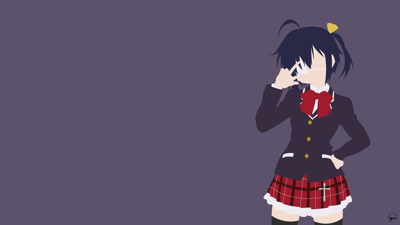 Anime Girl in School Uniform — Purple, Neutral, Minimalist