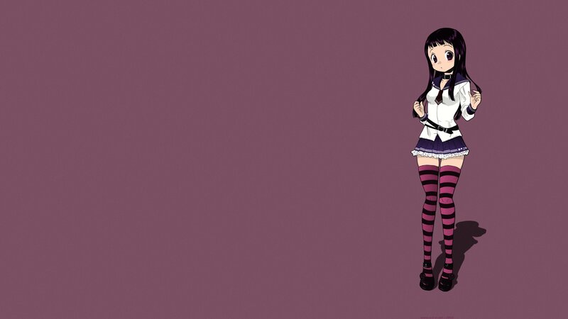 Anime Girl in School Uniform — Purple, Neutral, School Uniform, Striped Socks