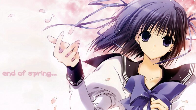 Anime Girl in School Uniform — Purple, Serene, Spring, Manga